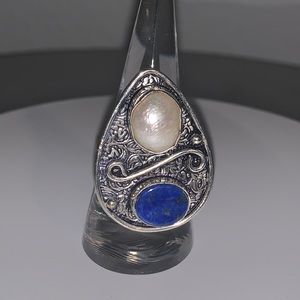 NWT Lapis Lazuli & Pearl Sterling Silver Ring
